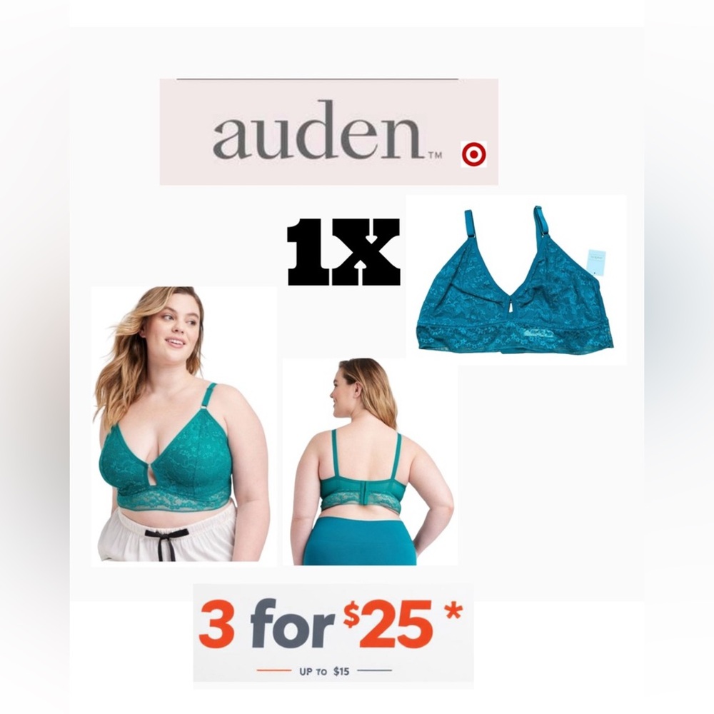 1X lace Keyhole longline bralette by Auden